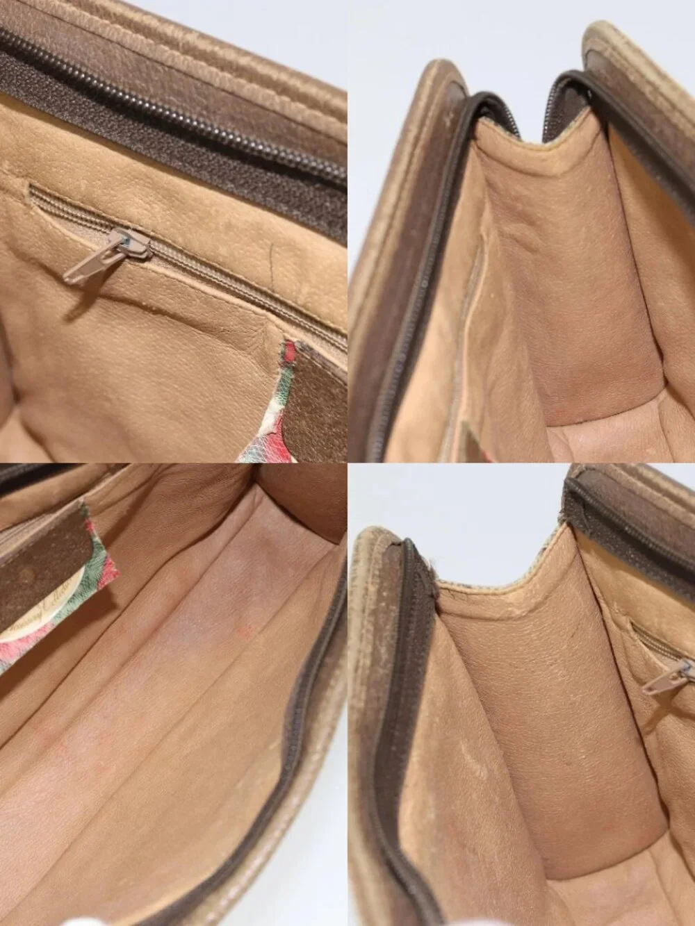 GUCCI GG Supreme Clutch Bag PVC Beige Gold 111 01 037 Auth bs32865